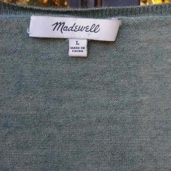 Madewell Green 50% Wool  Long Sleeve Scoop Neck size Large - Picture 2 of 9